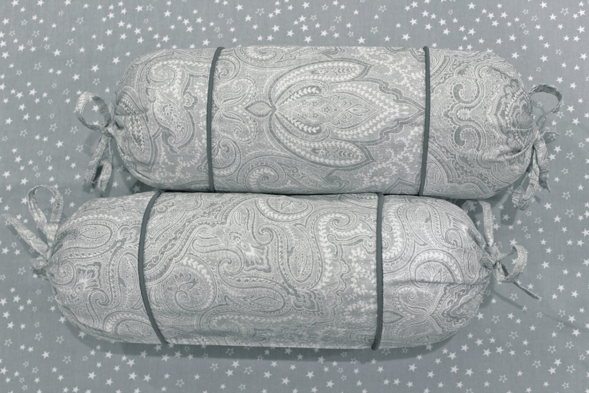 MELANGE 100% Cotton Baby Bolster Cover (with Bolster Insert), Grey