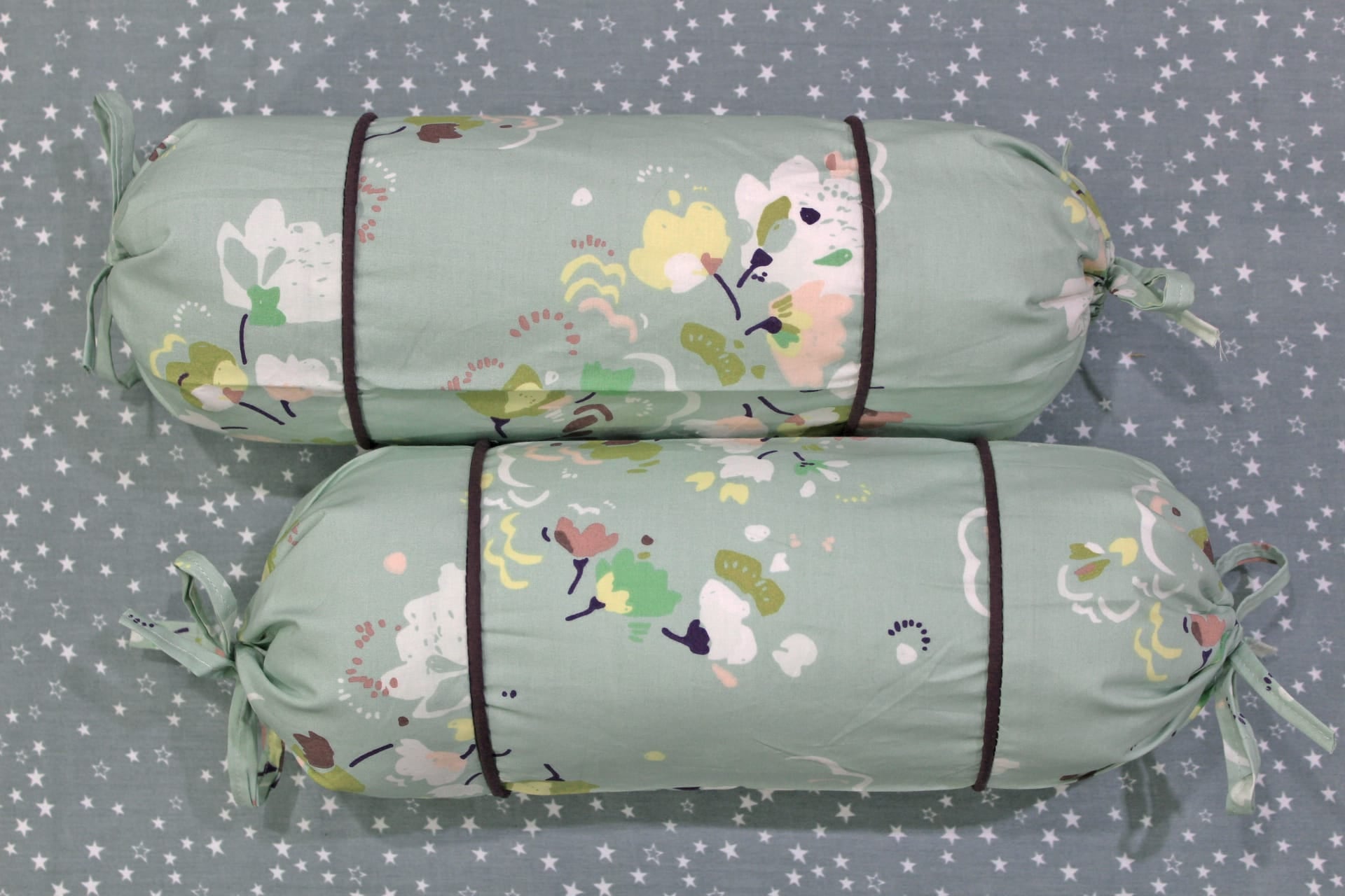 MELANGE 100% Cotton Baby Bolster Cover (with Bolster Insert), Green