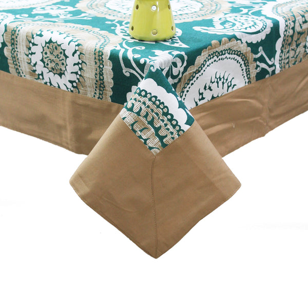 Alpha Green Woven Cotton Floral Table Cover(1 Pc) online in India