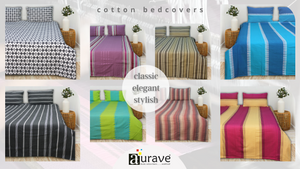 ALPHA Woven 100% Cotton Elegant Handloom Bed Cover fabric pattern