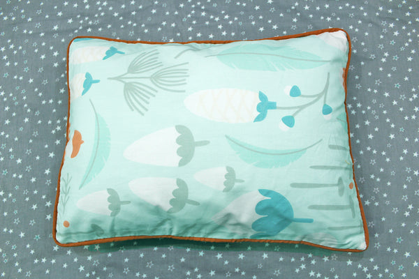 MELANGE 100% Cotton Baby Pillow Cover (with Pillow Insert), Aqua Green
