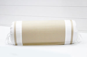 400 TC Luxurious Cotton Satin Bolster Cover Set in Beige -2Pcs