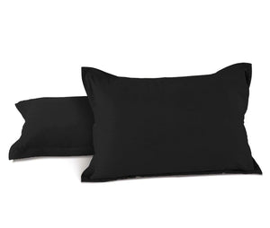 Soft 210 TC Plain Cotton Pillow Cover Set In Black Online In India(2 Pcs)