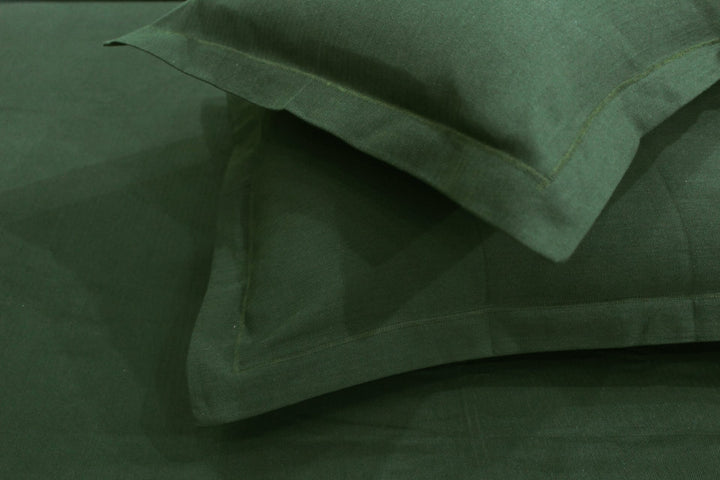 Soft Mercerized Cotton Texture Weave Cotton Fitted Bedsheet In Bottle Green