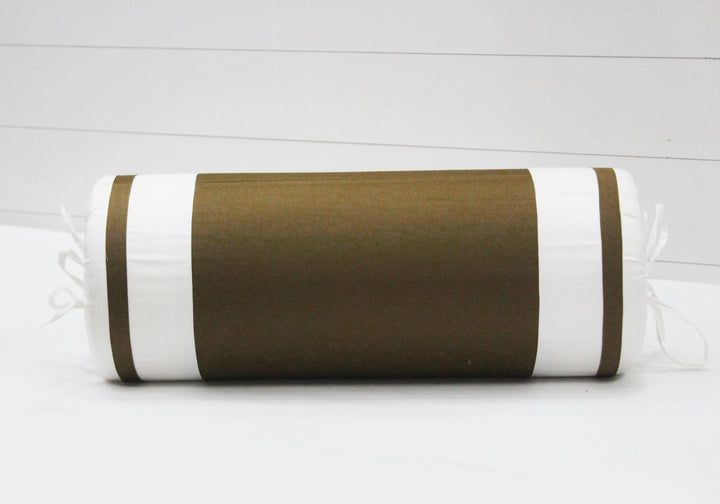 400 TC Luxurious Cotton Satin Bolster Cover Set in Bronze -2Pcs