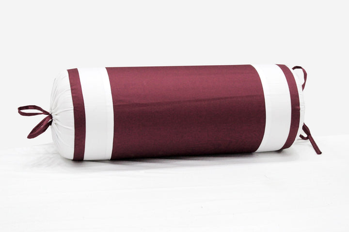 400 TC Luxurious Cotton Satin Bolster Cover Set in Burgundy -2Pcs