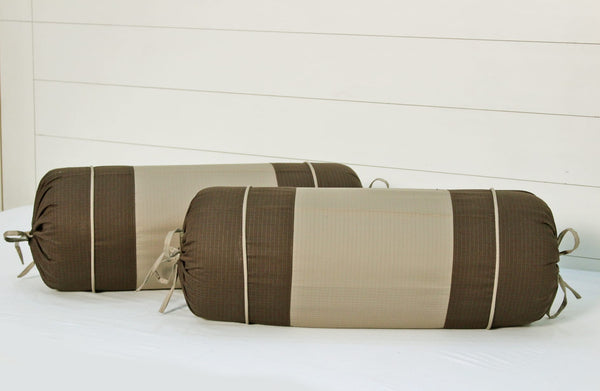 Soft Textured Cotton Bolster Cover Set 2Pcs in Coffee Online at best prices 
