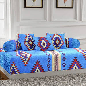 Designer Handloom Print Cotton Flare Diwan Set(6 Pcs) online in India