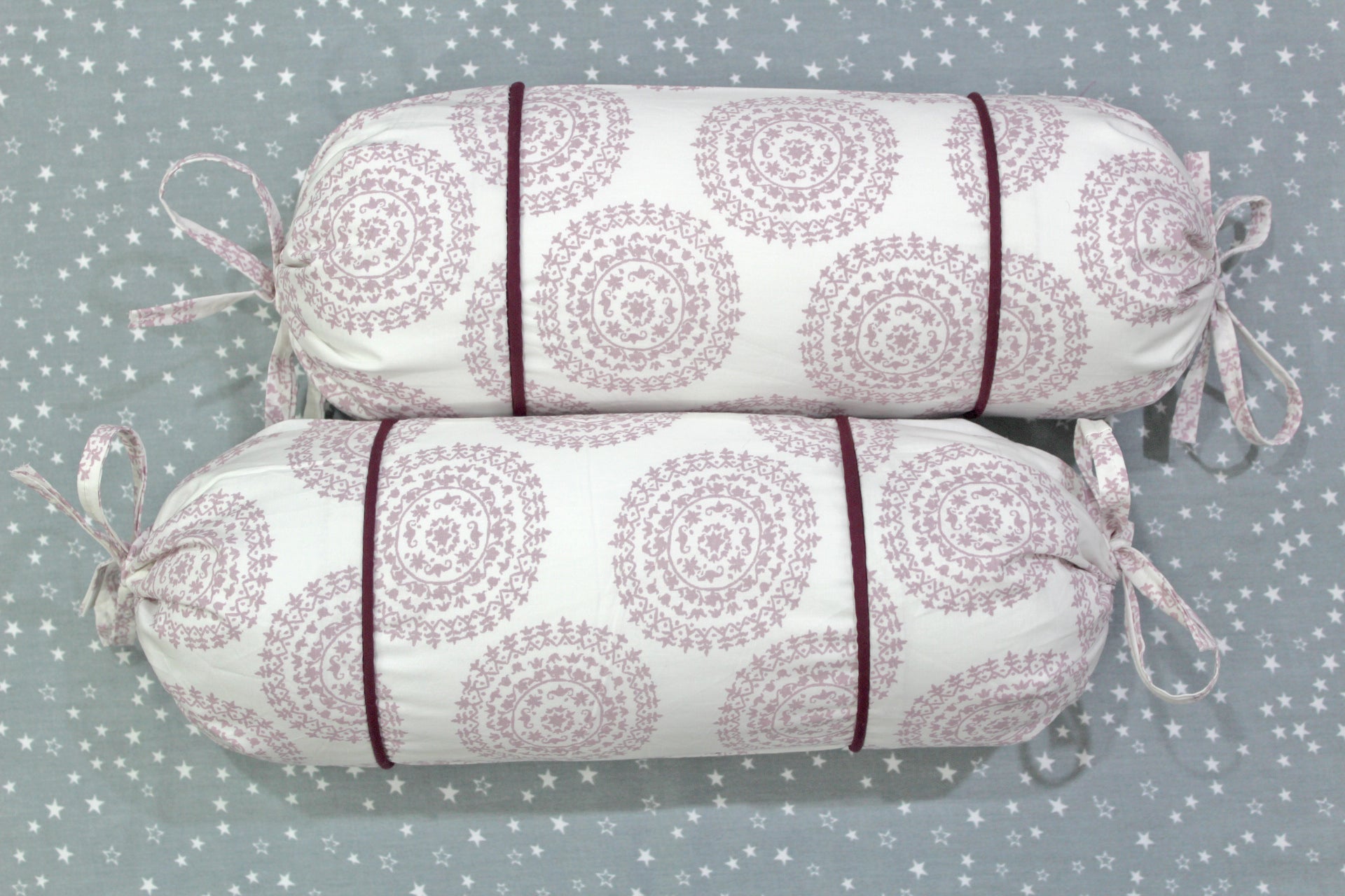 MELANGE 100% Cotton Baby Bolster Cover (with Bolster Insert), Burgundy