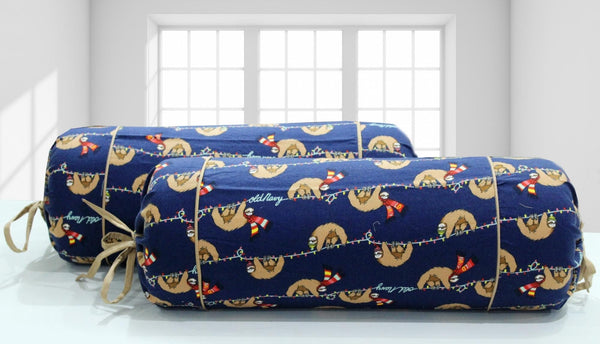 Soft Printed Funky Flannel Cotton Bolster Cover Set (2Pcs) Online In India