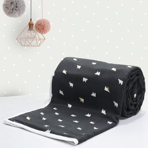 Cozy 3 layer Digital Print Cotton Flannel Blanket In Black Online At Best prices