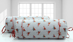 Soft Printed Funky Flannel Cotton Bolster Cover Set (2Pcs) Online In India