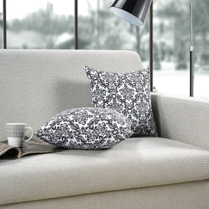 Soft Damask print Black Cotton Cushion Cover Set online in India