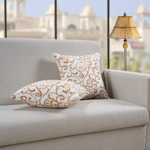 Soft Floral print Mustard Cotton Cushion Cover Set online in India
