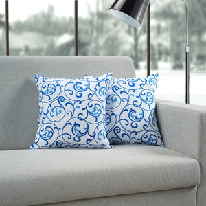 Soft Floral print Blue Cotton Cushion Cover Set online in India