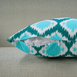 Soft Ikat print Aqua Cotton Cushion Cover Set online in India