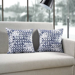 Soft Geometrical print Blue & Grey Cotton Cushion Cover Set online in India