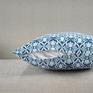 Soft Ikat print Navy Blue Cotton Cushion Cover Set online in India