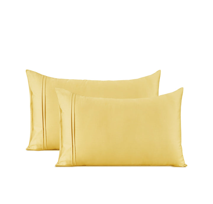Soft Gold 400 TC Cotton Satin Designer Pillow Covers Online In India