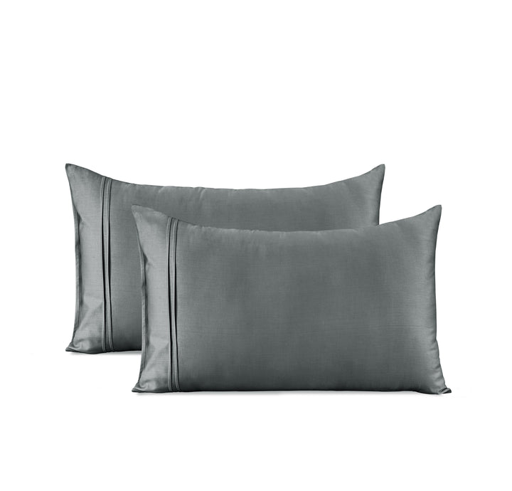 Soft Steel Grey 400 TC Cotton Satin Designer Pillow Covers Online In India