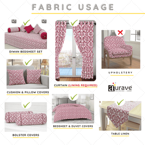 Soft Maroon 144 TC Damask Print Cotton Fabric(231 cms) online in India