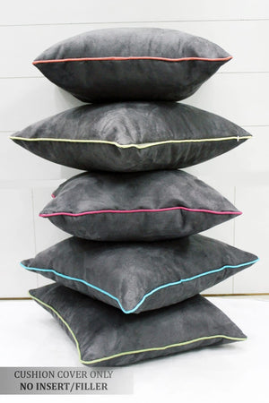 Soft Suede Velvet Cushion Cover Set in Grey online in India(5 Pcs)