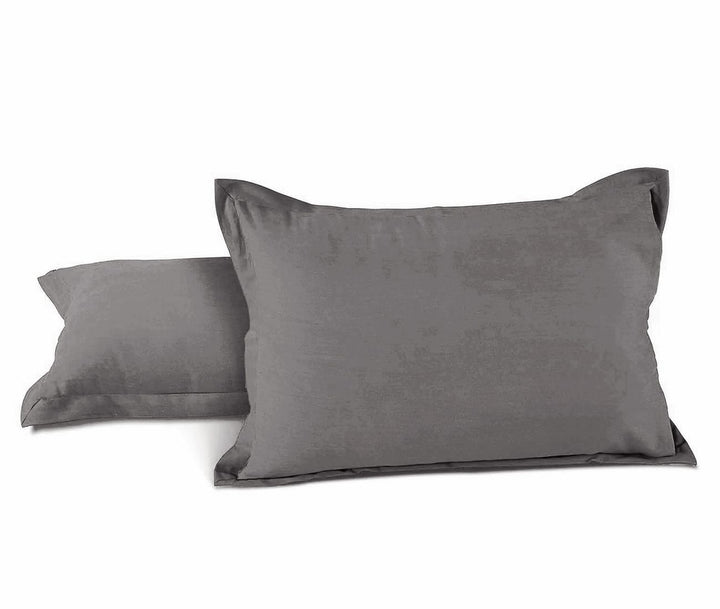 Soft 210 TC Plain Cotton Pillow Cover Set In Grey Online In India(2 Pcs)