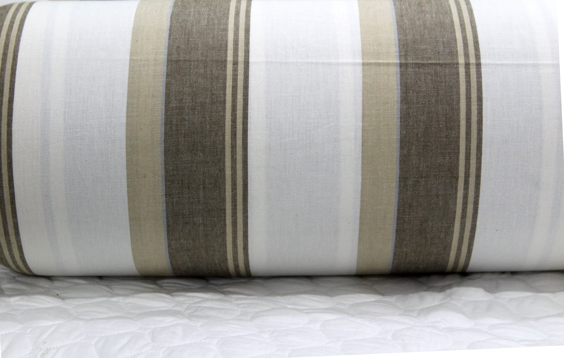 Brown & Khaki Stripes Woven Cotton 2 Pcs Bolster Cover set