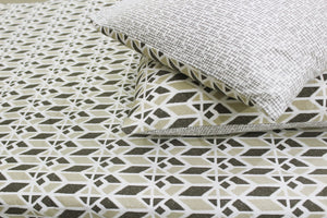Soft Cotton Printed 300 TC Ikat Geometrical Satin Fitted Bedsheet In Brown At Best Prices