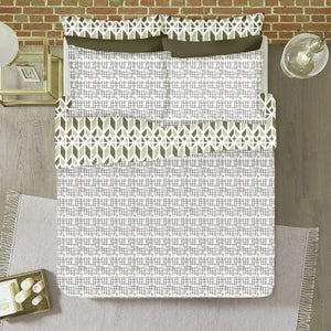 Soft Cotton Printed 300 TC Geometrical Satin Fitted Bedsheet In Brown At Best Prices