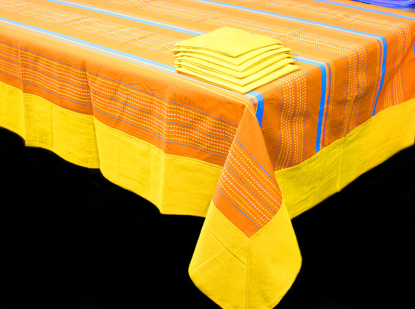 Alpha Orange Woven Cotton Stripes Table Cover(1 Pc) online in India