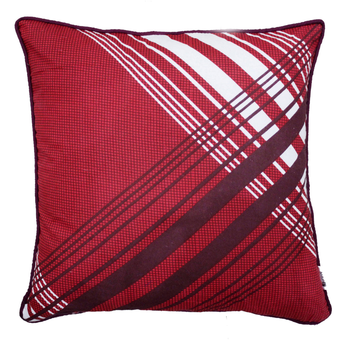 Quartz Printed Geometrical Cotton Cushion Cover - Red