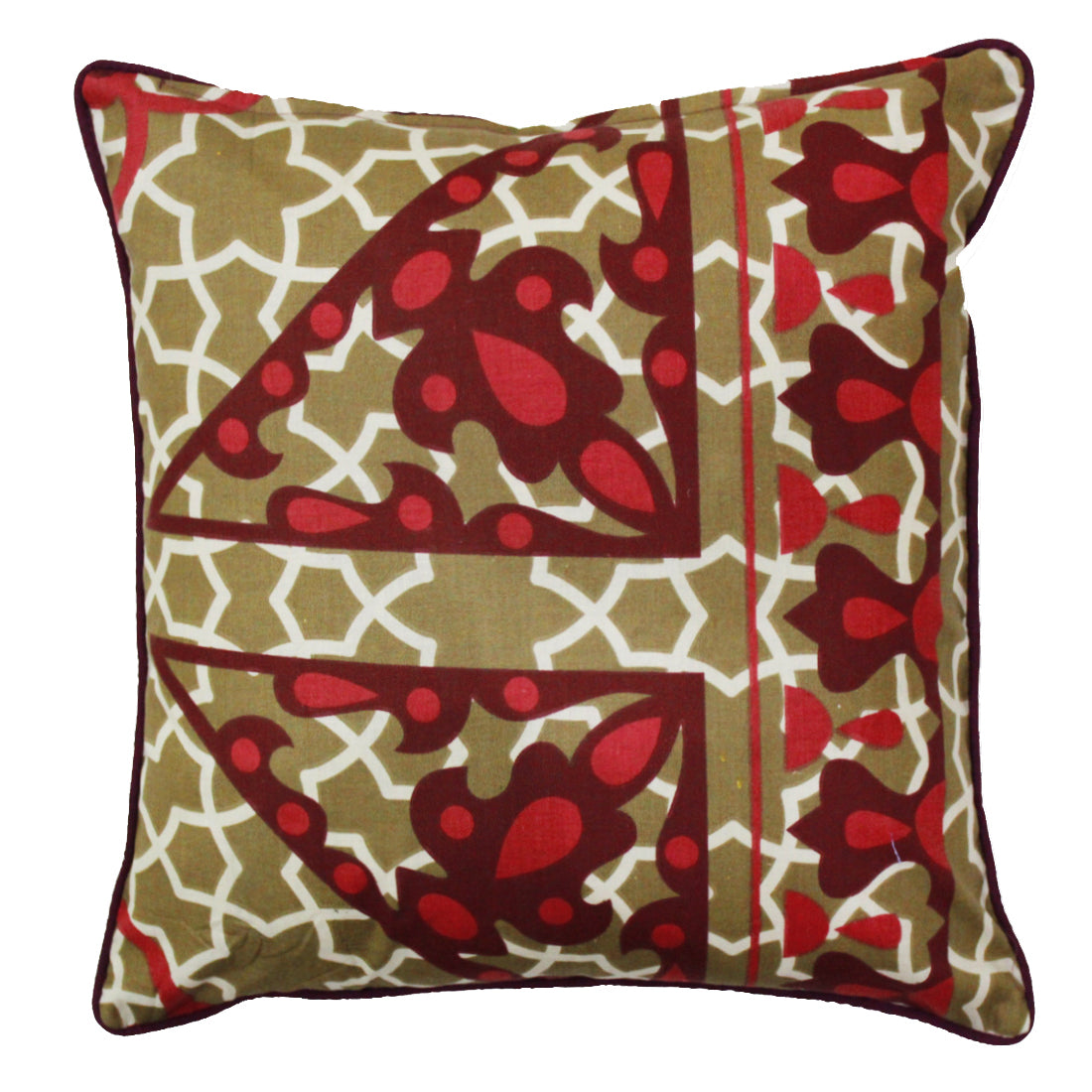 Quartz Printed Abstract Cotton Cushion Cover - Brown