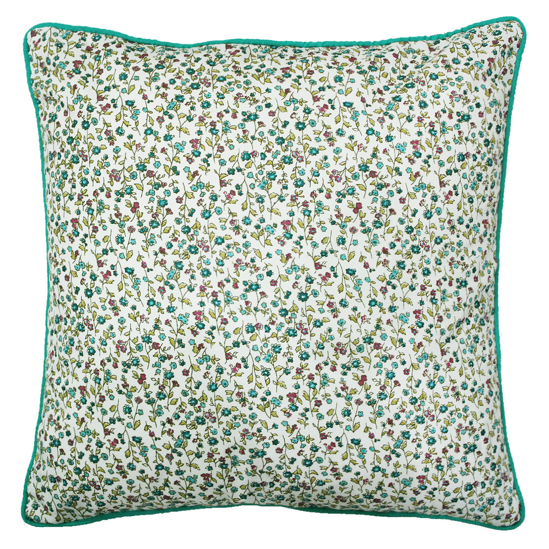 Quartz Printed Floral Cotton Cushion Cover - Green