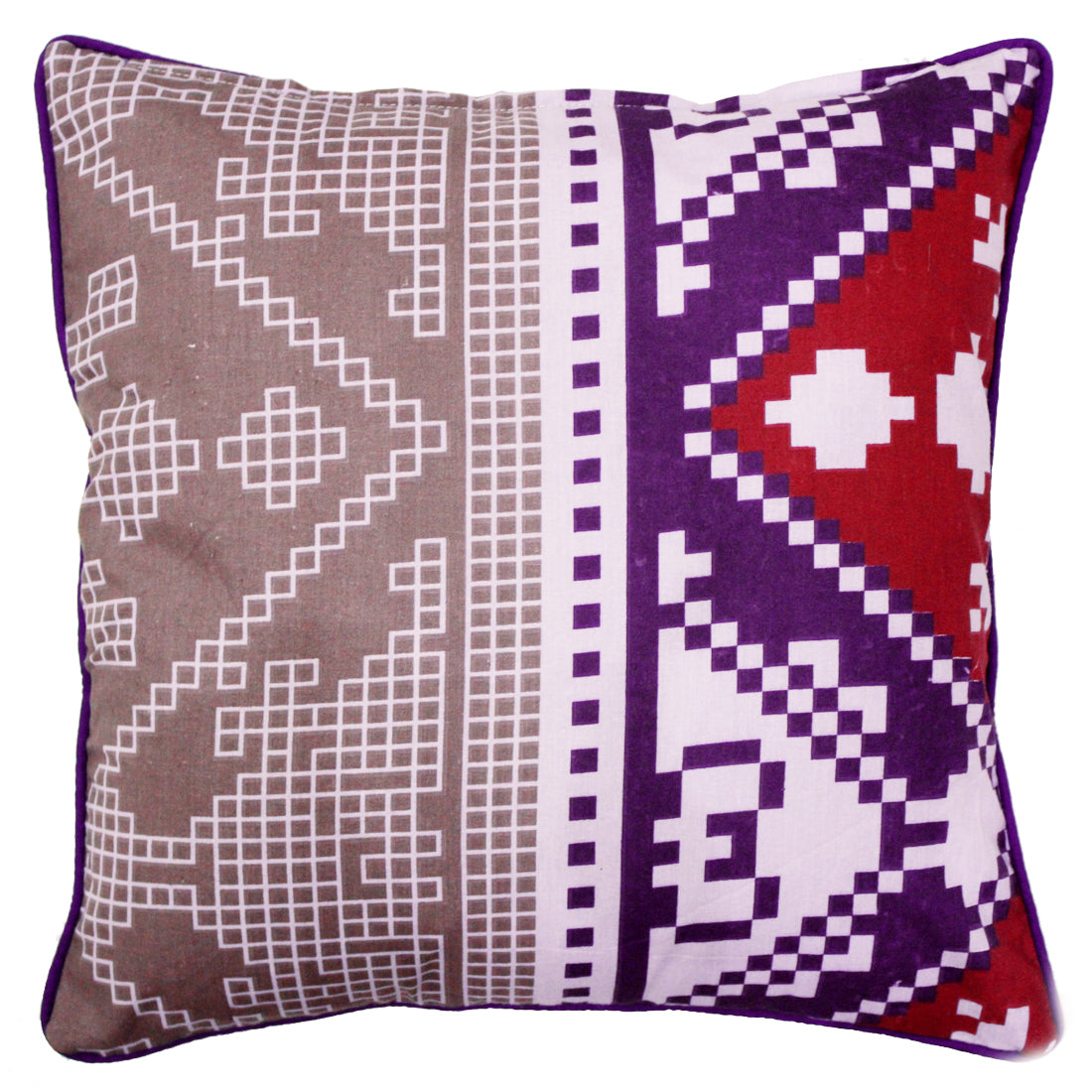 Quartz Printed Abstract Cotton Cushion Cover - Purple