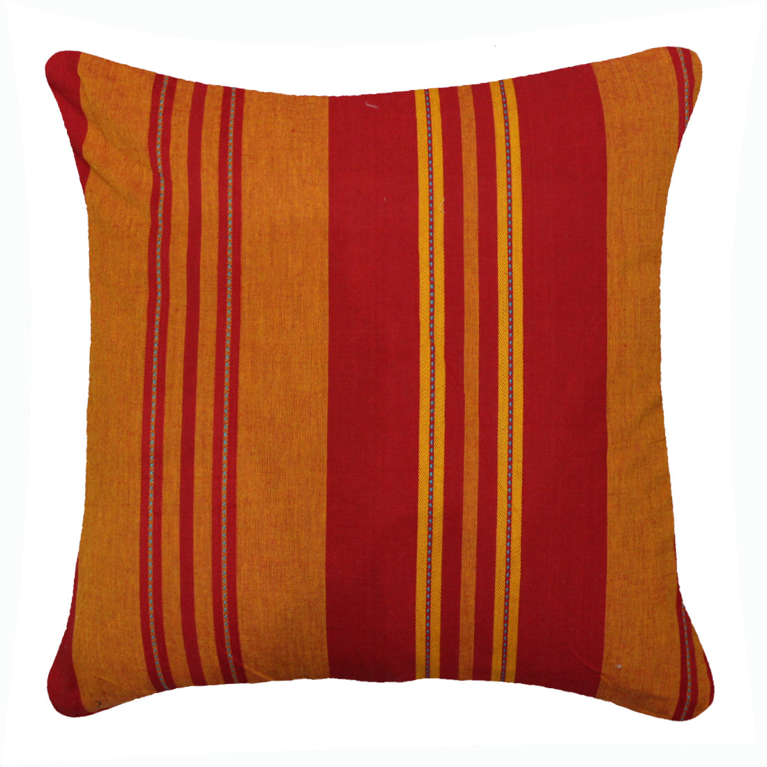 ALPHA Woven Cotton Stripes 2 Pcs Cushion Cover set - Maroon