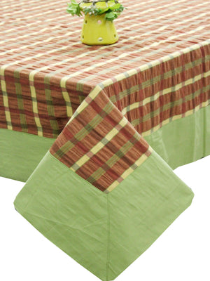 Alpha Brown Woven Cotton Check Table Cover(1 Pc) online in India