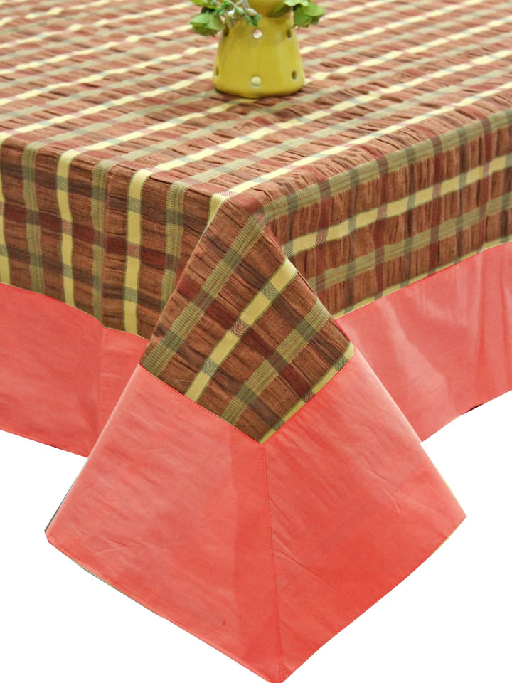 Alpha Brown Woven Cotton Check Table Cover(1 Pc) online in India