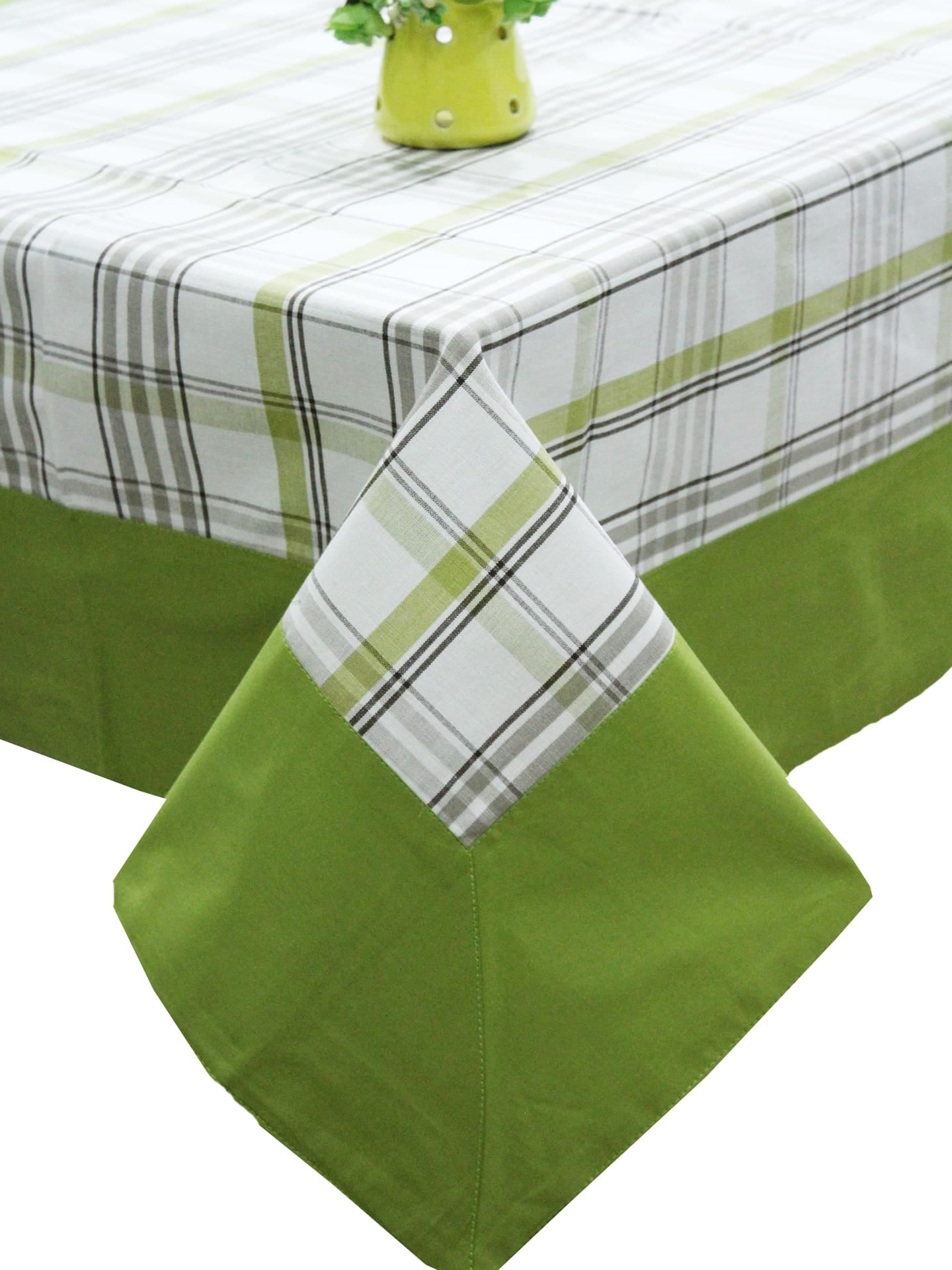 Alpha Green Woven Cotton Check Table Cover(1 Pc) online in India