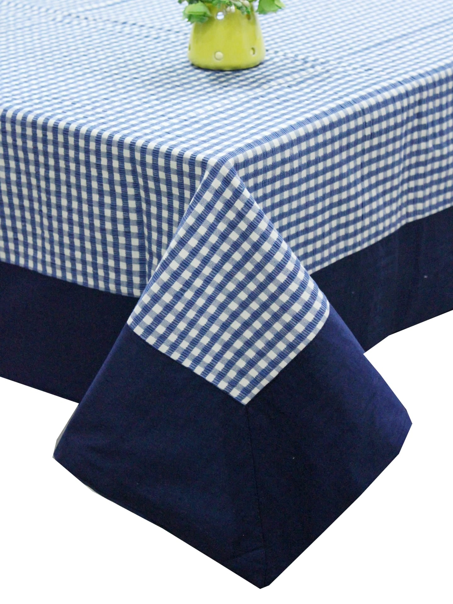 Alpha Blue Woven Cotton Check Table Cover(1 Pc) online in India