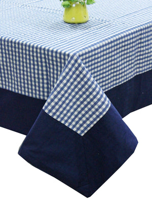 Alpha Blue Woven Cotton Check Table Cover(1 Pc) online in India
