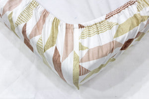 Soft Cotton Floral Print 250 TC Fitted Bedsheet In Brown Online In India