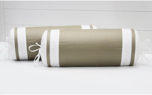 400 TC Luxurious Cotton Satin Bolster Cover Set in Light Brown-2Pcs