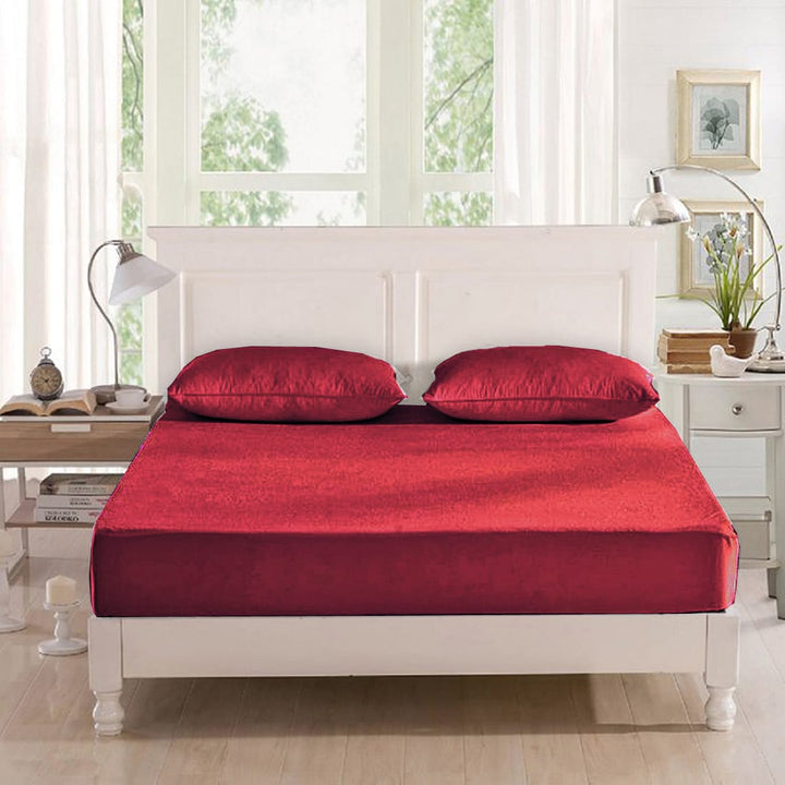 Maroon Water Proof Terry Mattress Protector online at best prices
