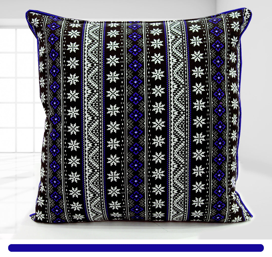 Quartz Printed Geometrical Cotton Cushion Cover - Blue
