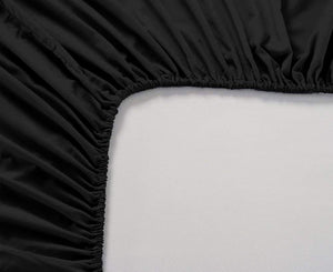 Soft Cotton Plain 210 TC Single Fitted Bedsheet In Black At Best Prices