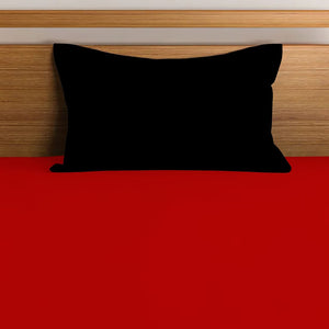 Soft 210 TC Red Plain Cotton Fitted Bedsheet( Single) online in India