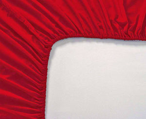 Soft 210 TC Red Plain Cotton Fitted Bedsheet( Single) online in India
