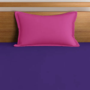 Soft Cotton Plain 210 TC Single Fitted Bedsheet In Purple At Best Prices