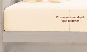 Soft Cotton Plain 210 TC Single Fitted Bedsheet In Beige At Best Prices